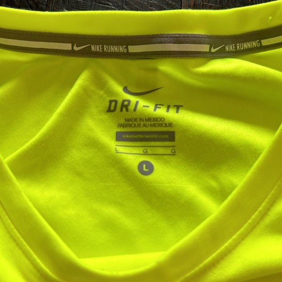 Nike Dri-Fit Neon Yellow Long Sleeve Running Shirt - Picture 3 of 3